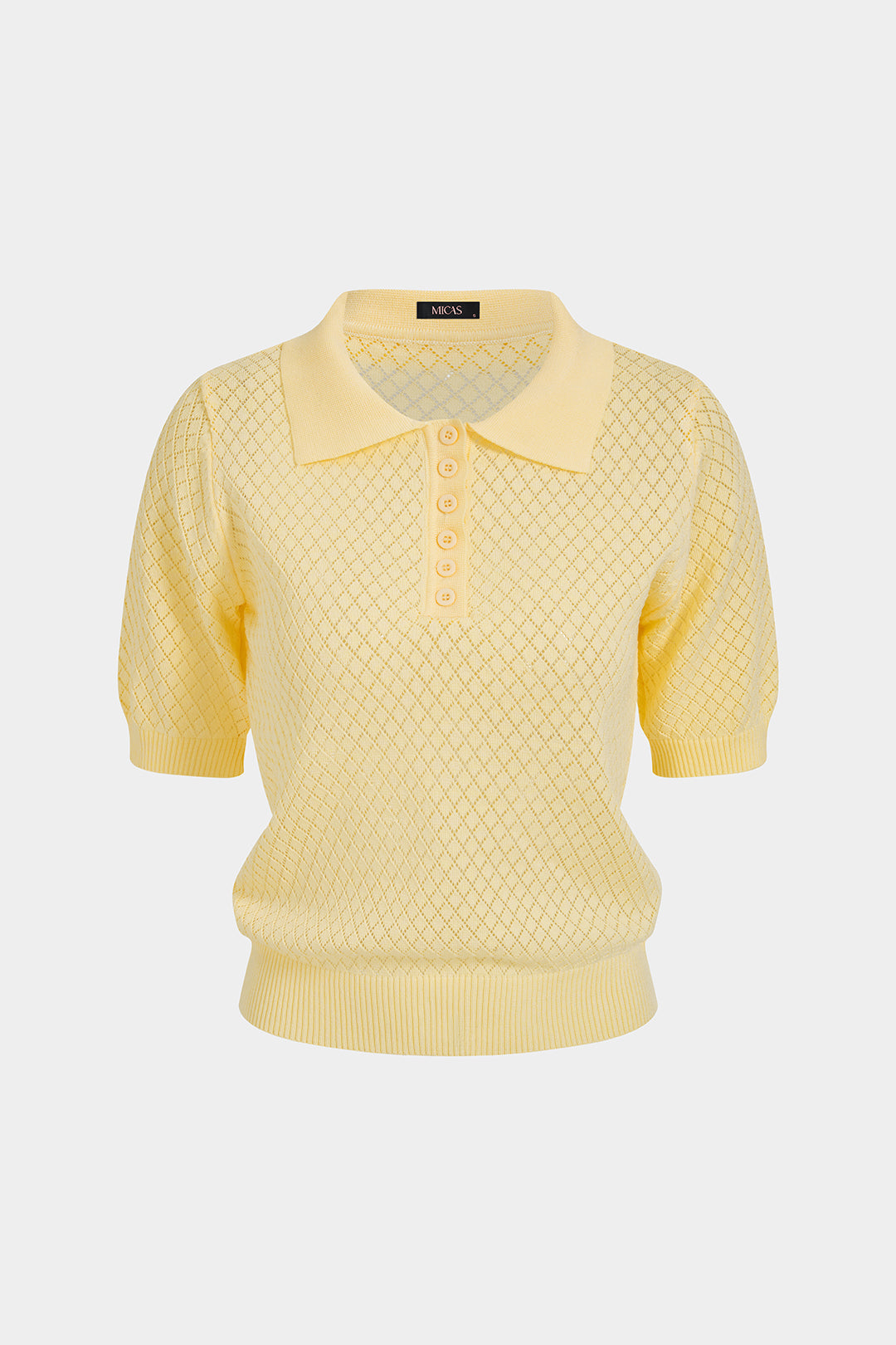 Solid Polo Callor Cut Out Short Sleeve Top