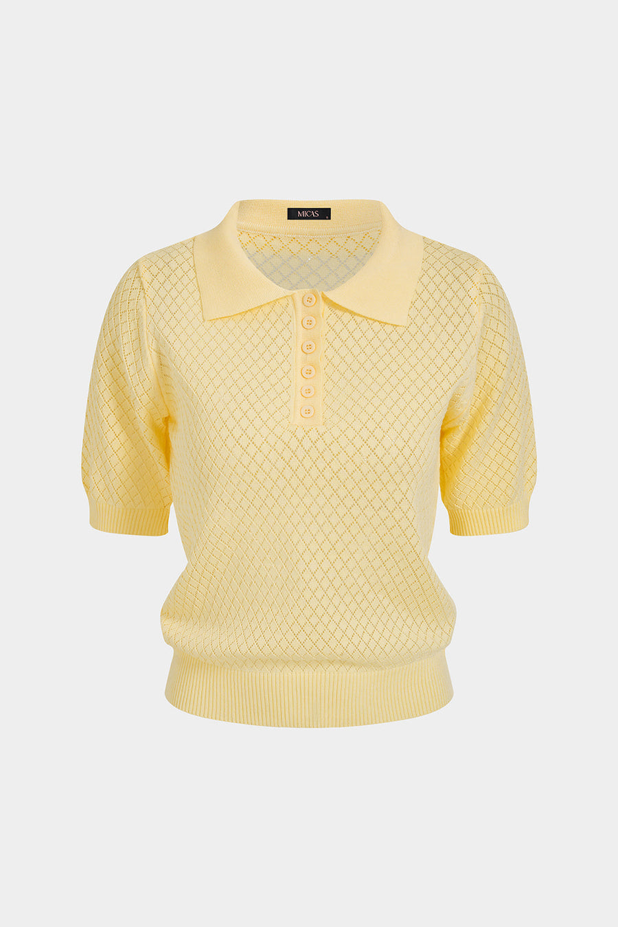 Solid Polo Callor Cut Out Short Sleeve Top