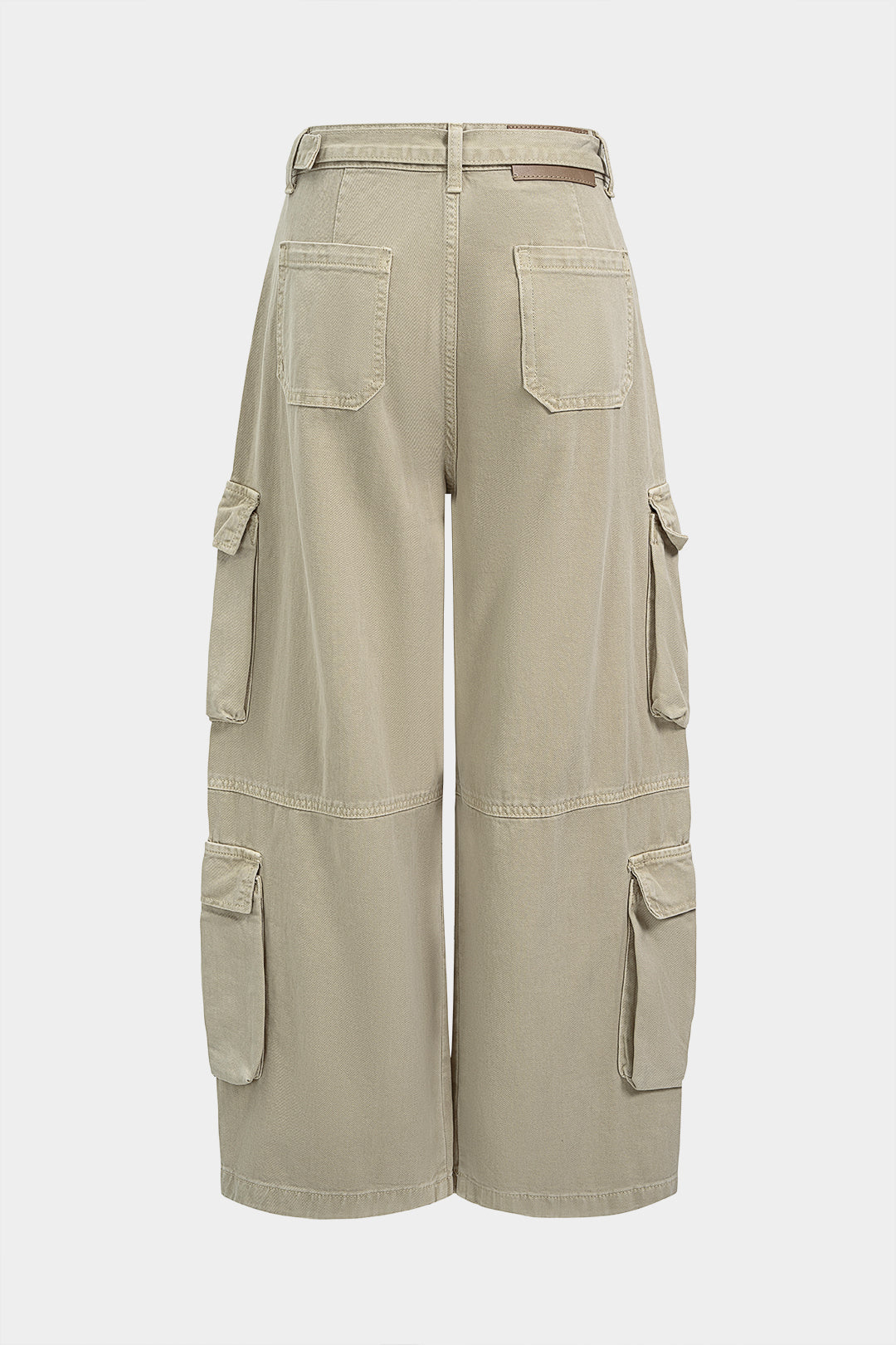 Denim Belted Pocket Wide Leg Jeans