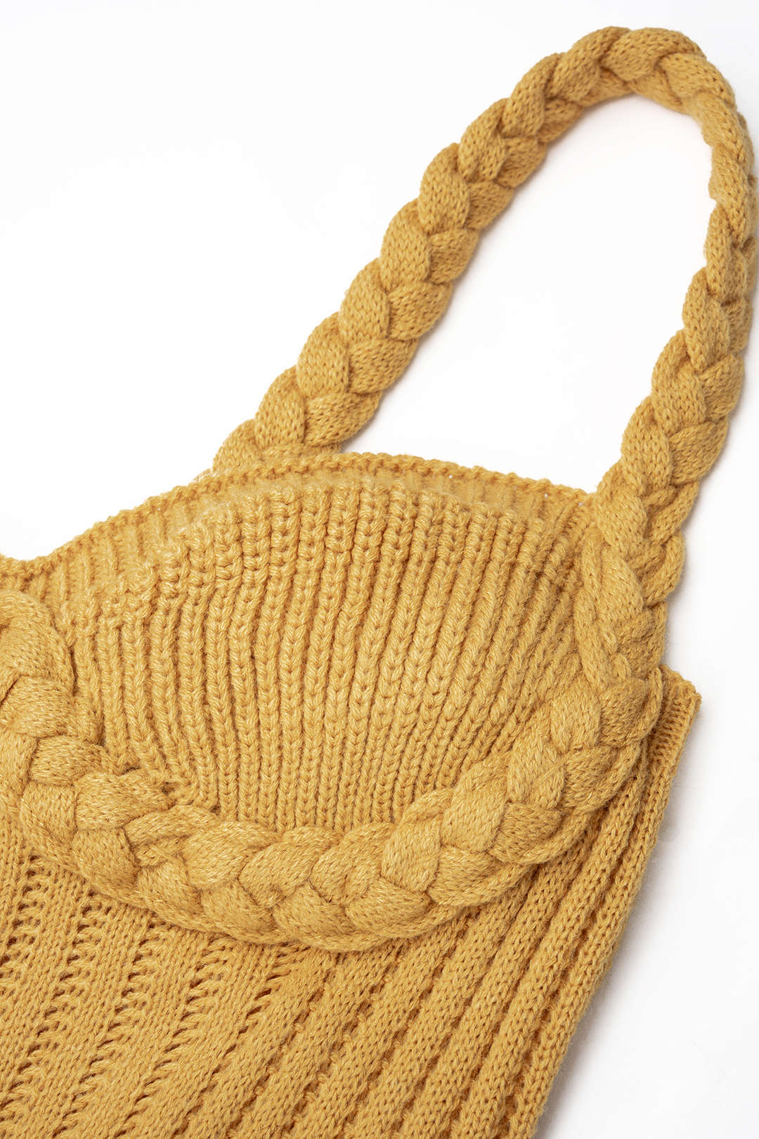 Open Knit Braided Fringe Slip Sleeveless Midi Dress
