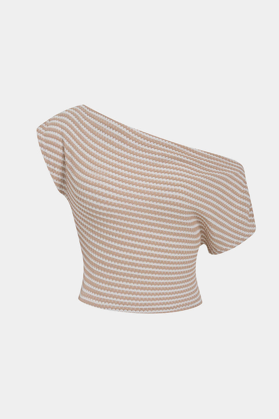 Stripes Print One Shoulder Short Sleeve T-Shirt