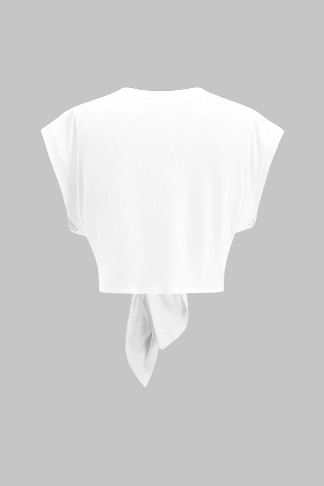 Letter Print Knotted Short Sleeve T-Shirt