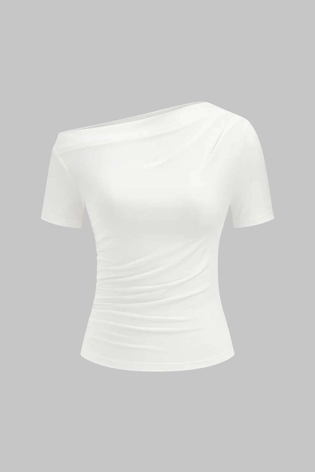 Solid One Shoulder Short Sleeve T-Shirt