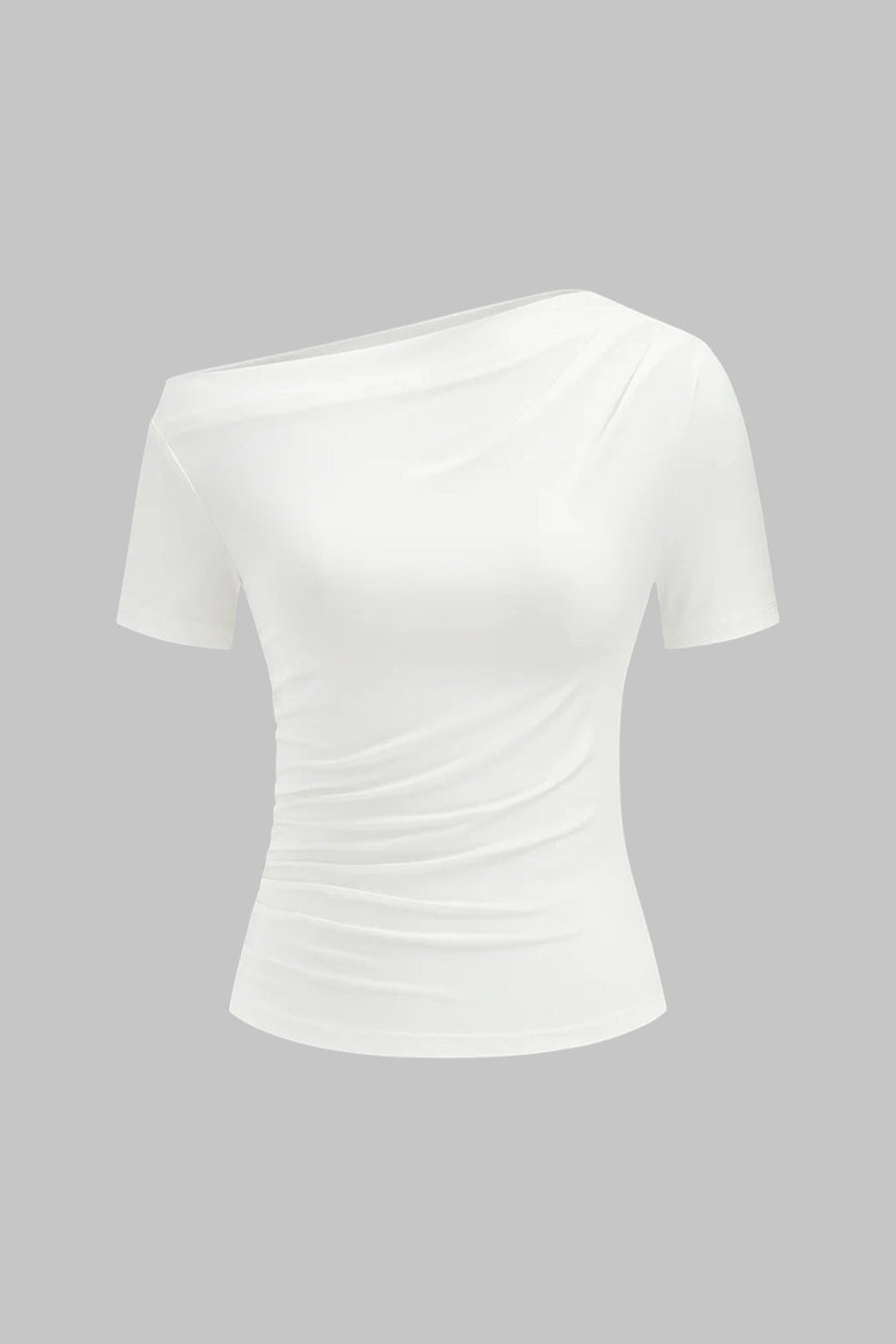 Solid One Shoulder Short Sleeve T-Shirt