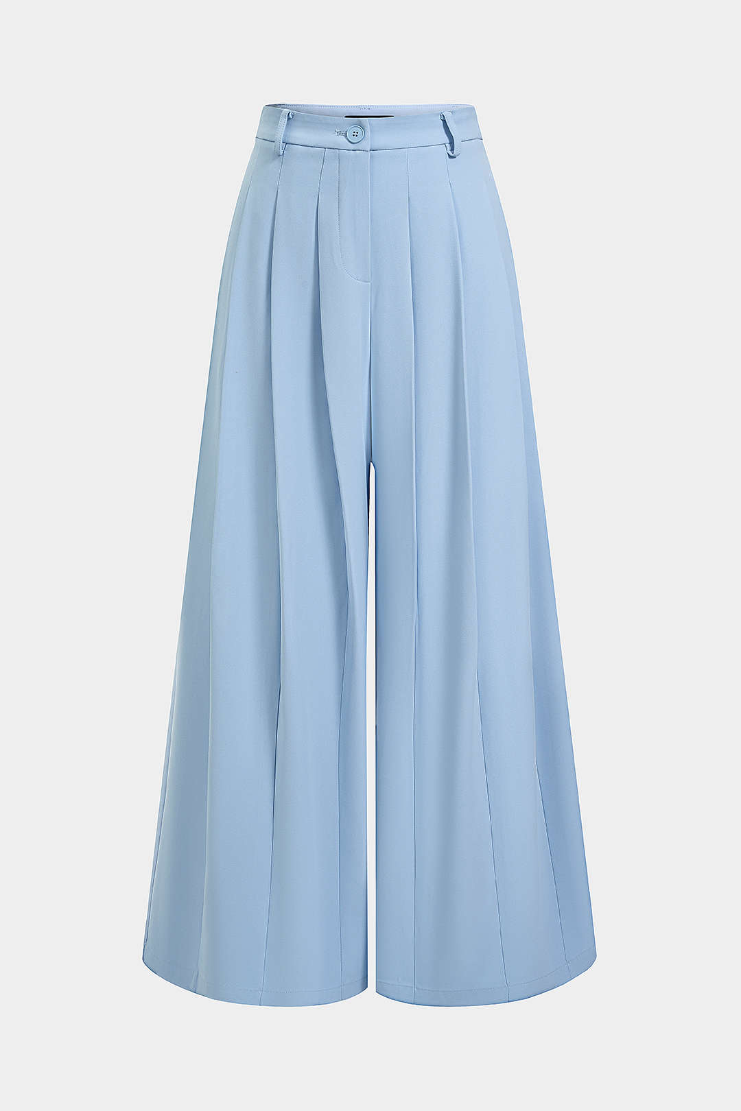 Solid Pleated Wide Leg Pants