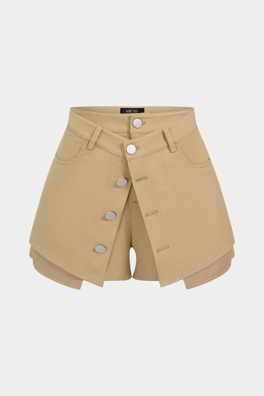Double Waistband Button Pocket Shorts