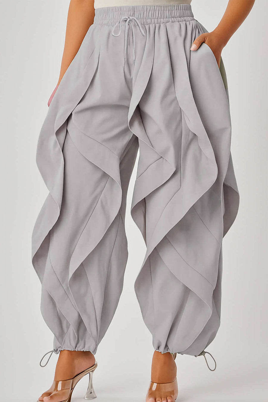 Drawstring Ruffle Trousers