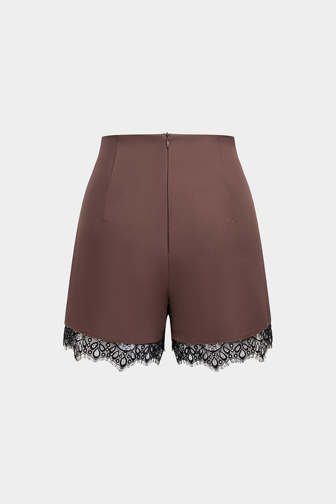 Patchwork Lace Trim Zipper Shorts
