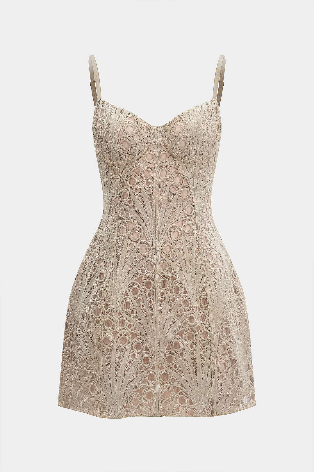 Lace Bustier Zipper Sleeveless Mini Dress
