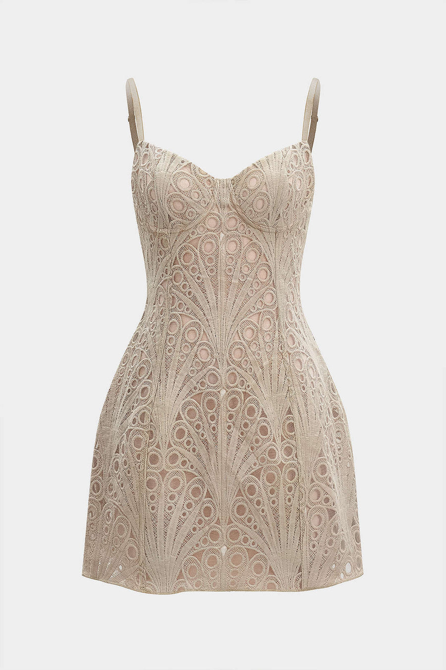 Lace Bustier Zipper Sleeveless Mini Dress