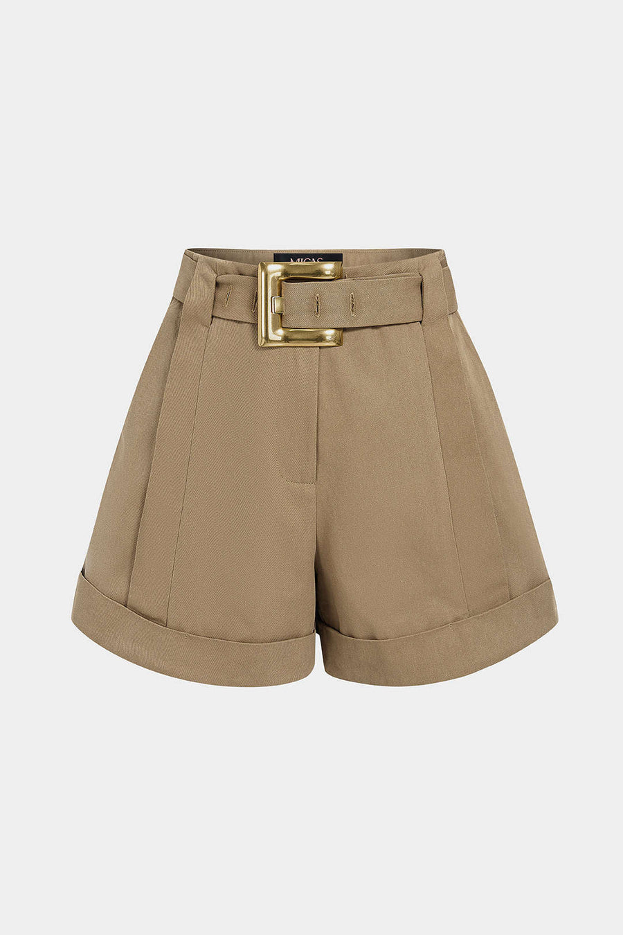 Metallic Belted Cuffed Shorts