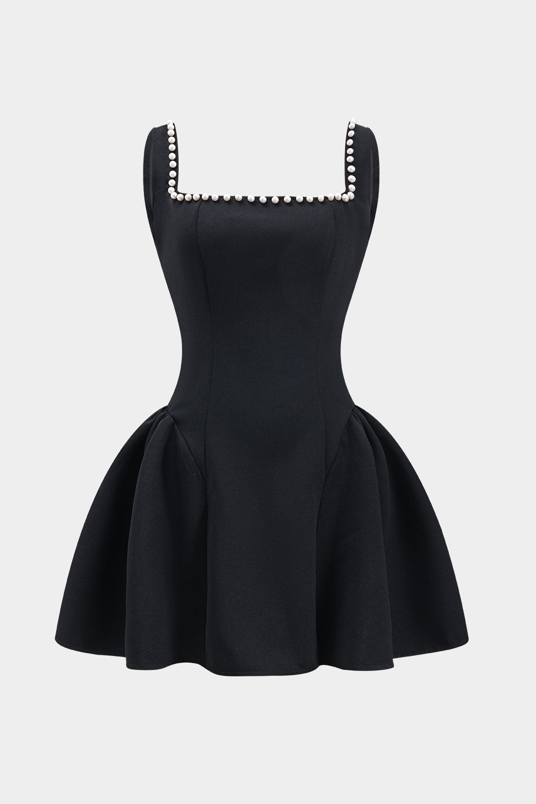 Pearl Ruched Zipper Mini Dress