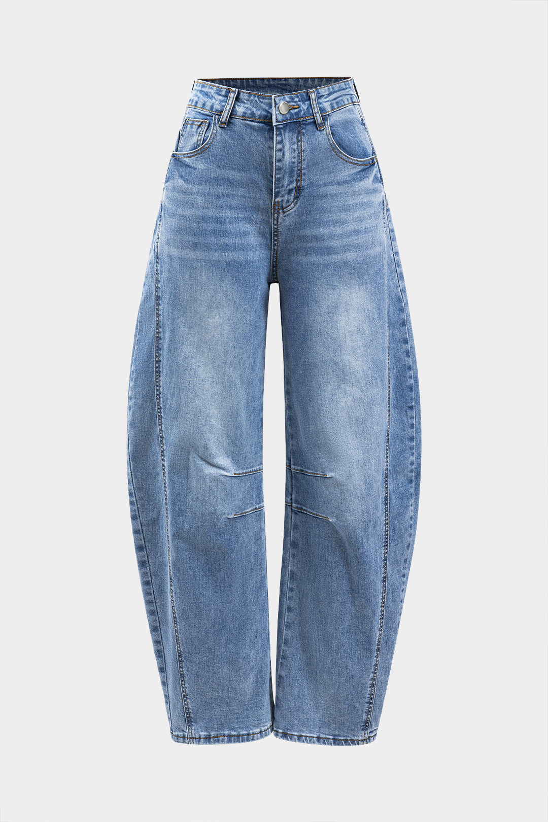 Denim-farkut, joissa on napitaskut ja leveät lahkeet