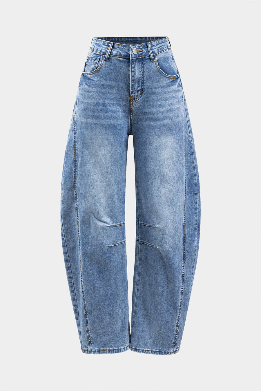 Denim-farkut, joissa on napitaskut ja leveät lahkeet
