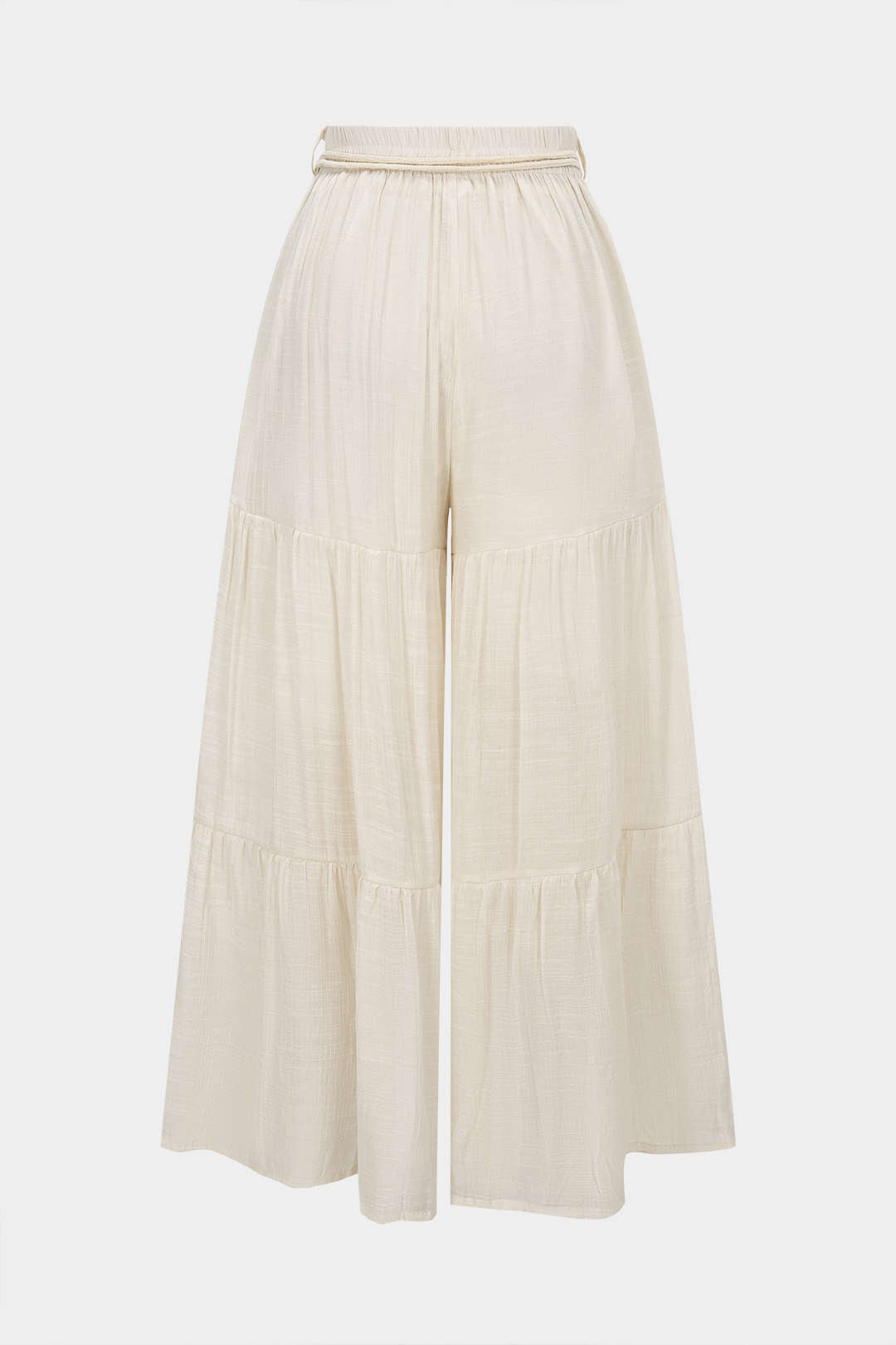Belted Ruched High Waist Wide Leg Pants