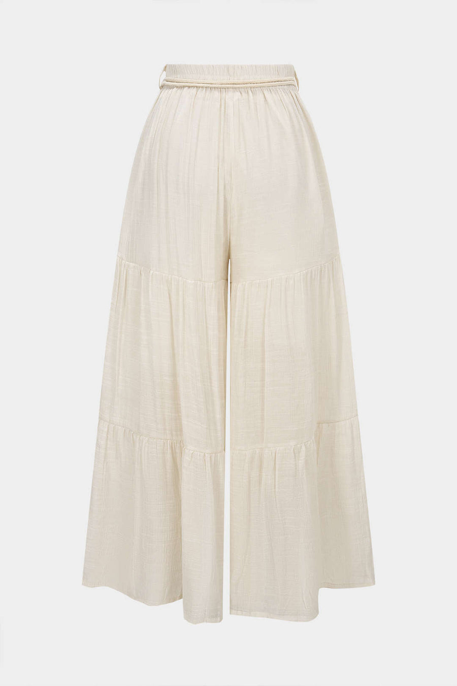 Belted Ruched High Waist Wide Leg Pants