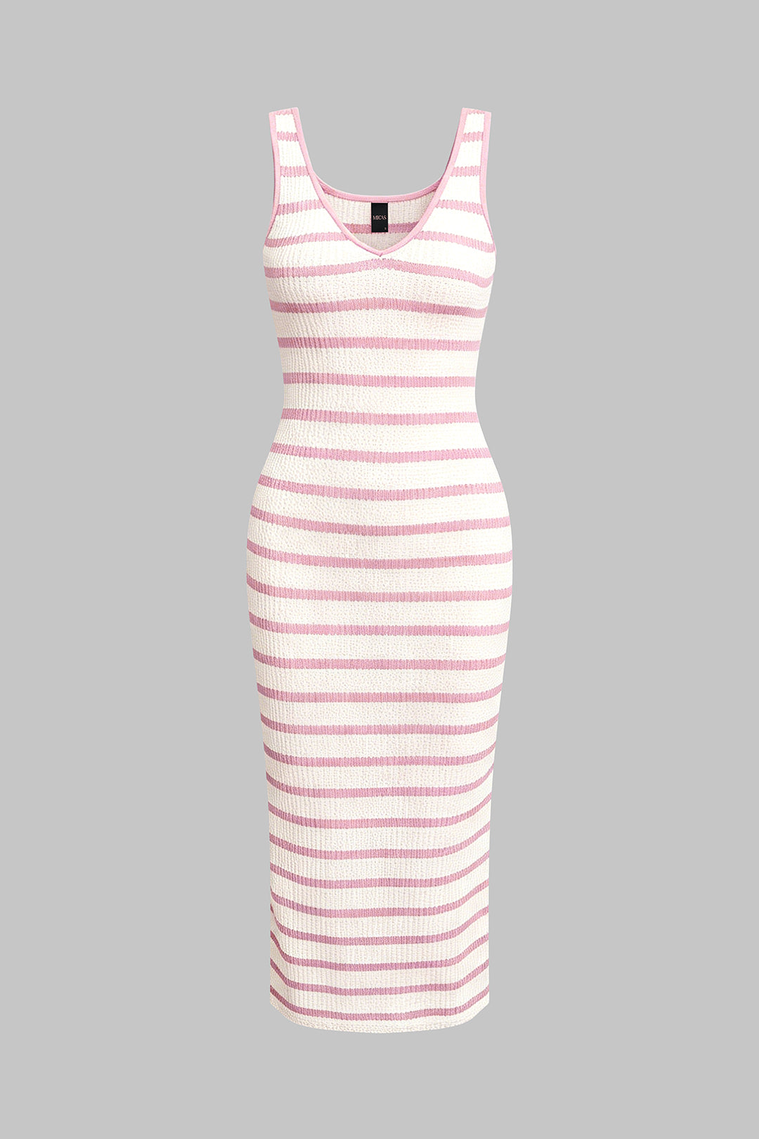 Stripes Print V-Neck Sleeveless Midi Dress
