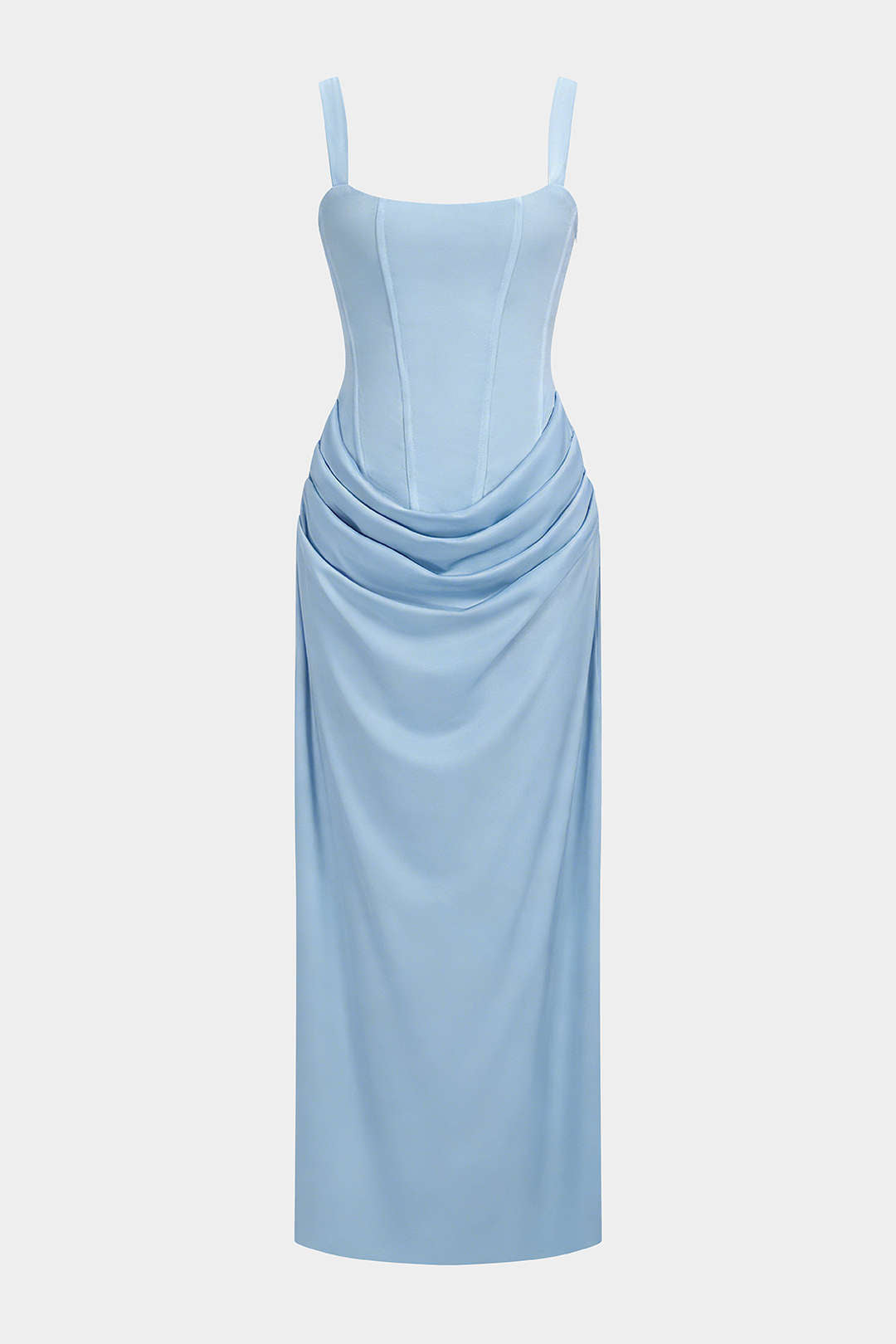 Tie Back Ruched Sleeveless Maxi Dress