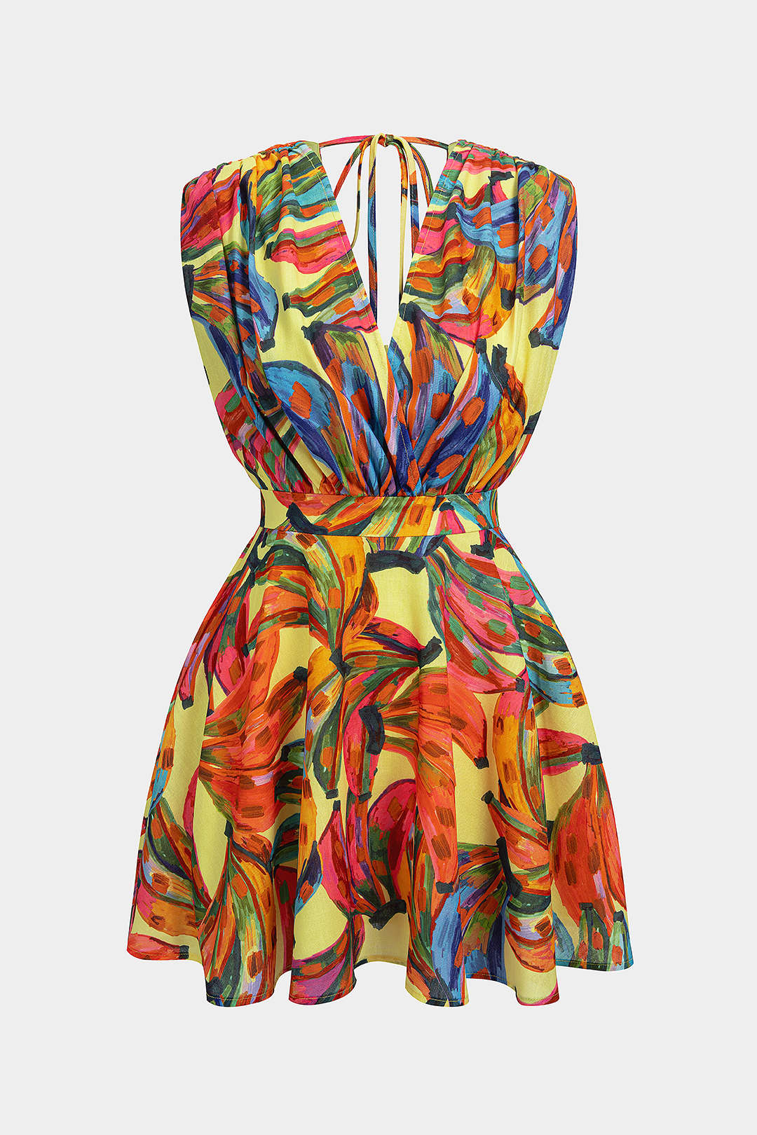Floral Print V-Neck Sleeveless Mini Dress