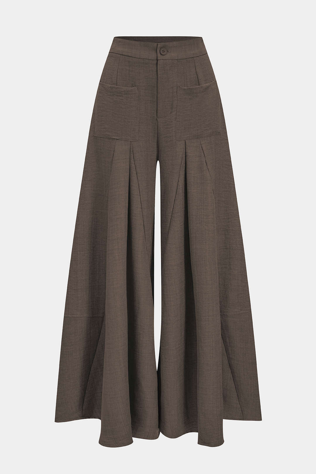Ruched Zipper Pocket Wide Leg Trousers