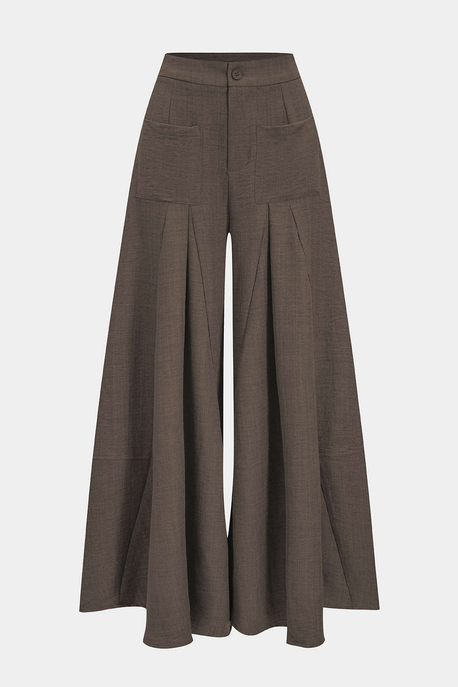 Ruched Zipper Pocket Wide Leg Trousers