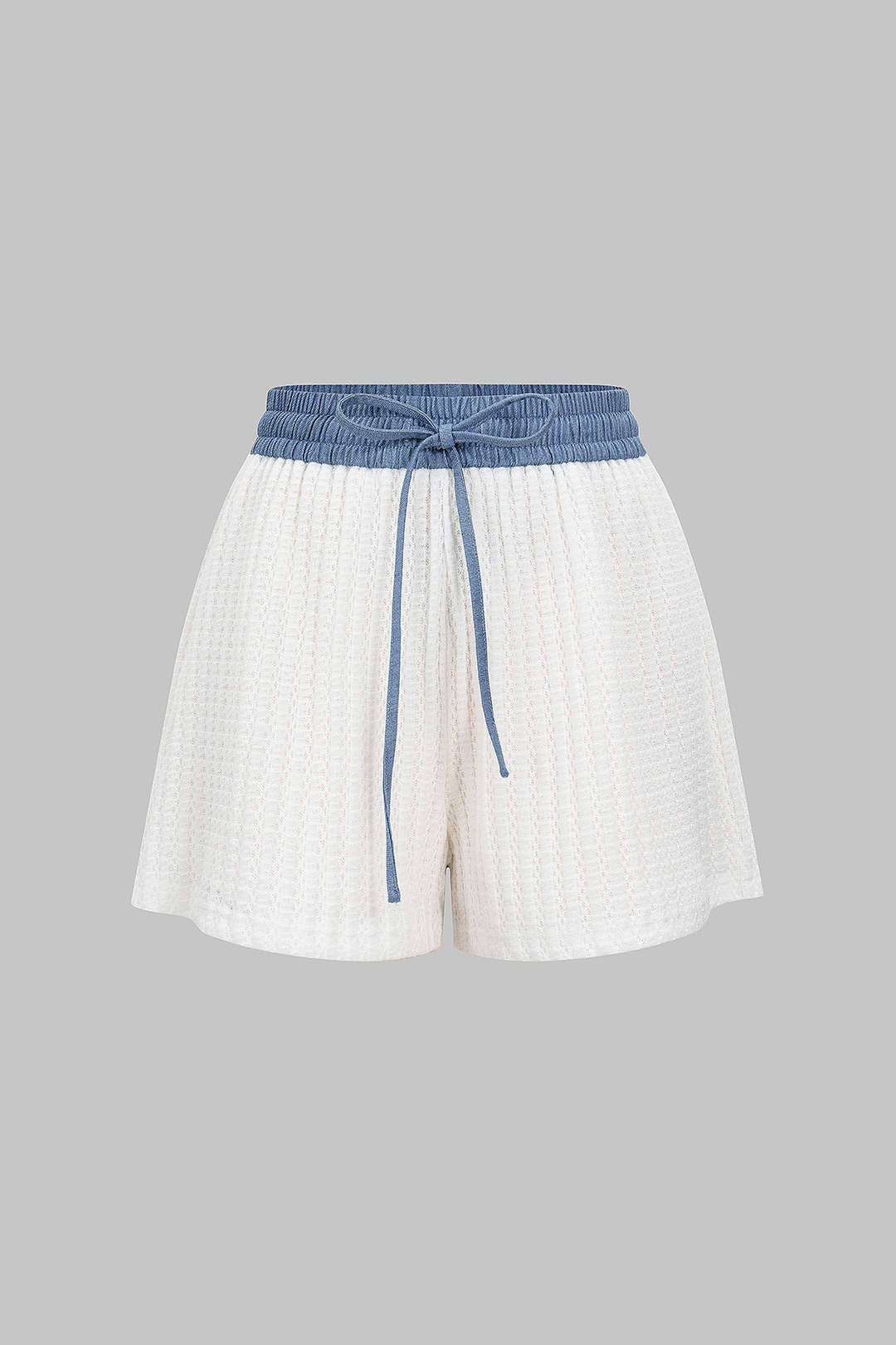 Tie Front Patchwork Shorts
