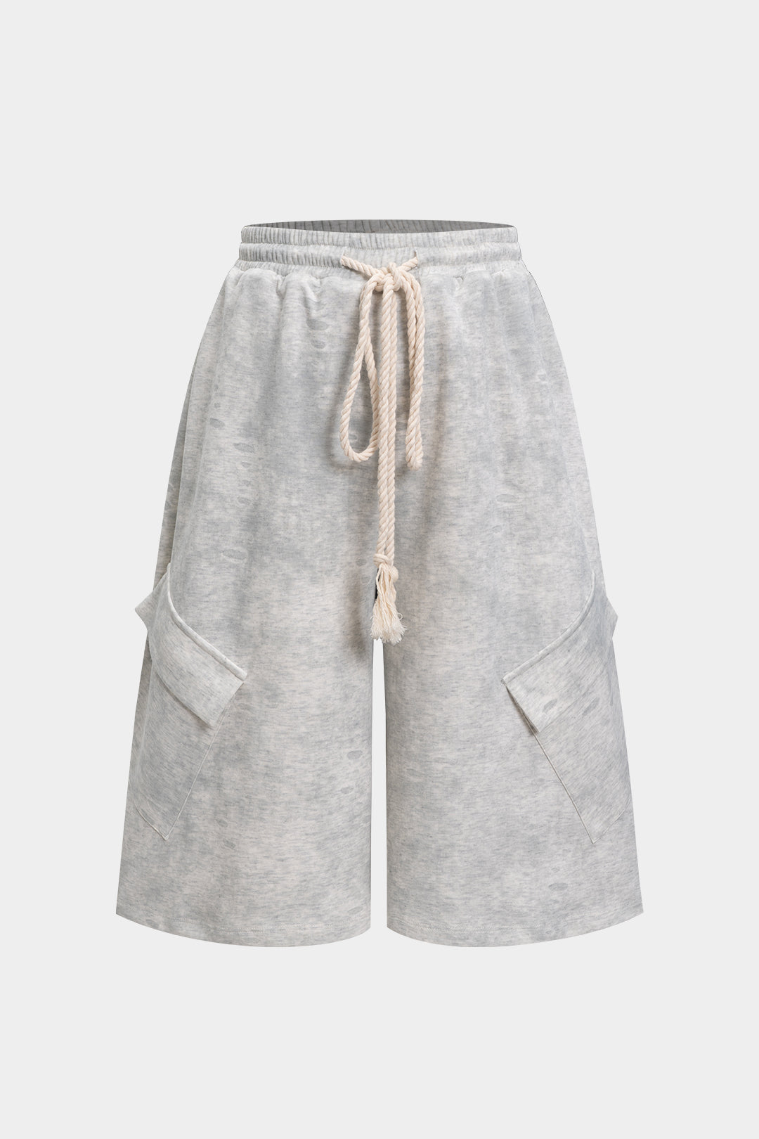 Washed Tie-Up High Waist Shorts
