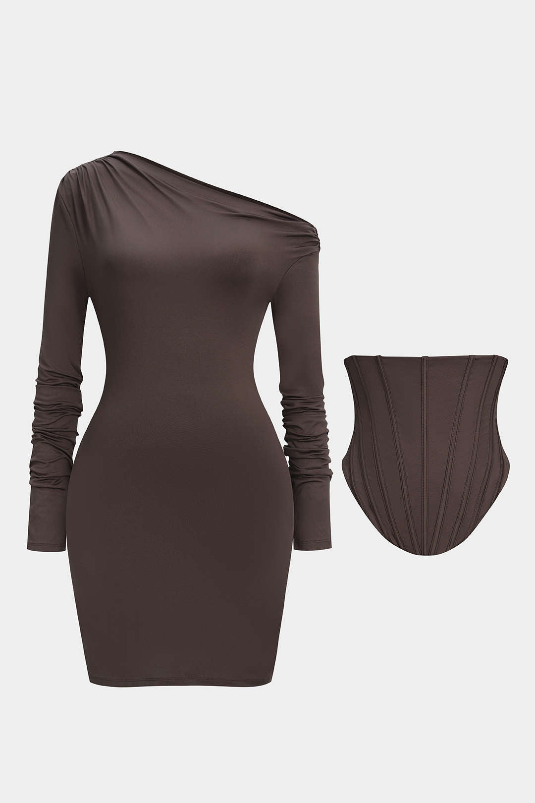 Off Shoulder Corset Long-Sleeve Mini Dress