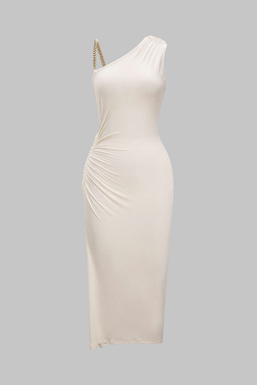 Ruched Asymmetrical Twist Knot Slit Sleeveless Maxi Dress