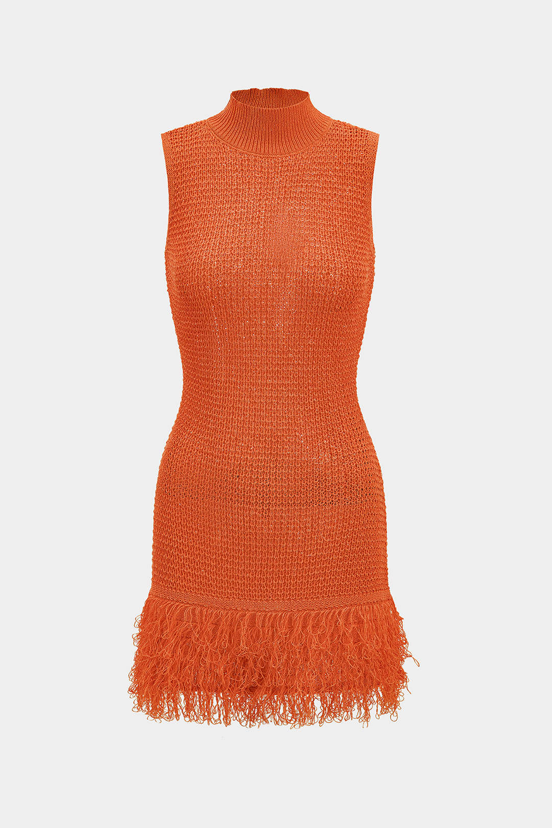Knit Fringe Sleeveless Mini Dress