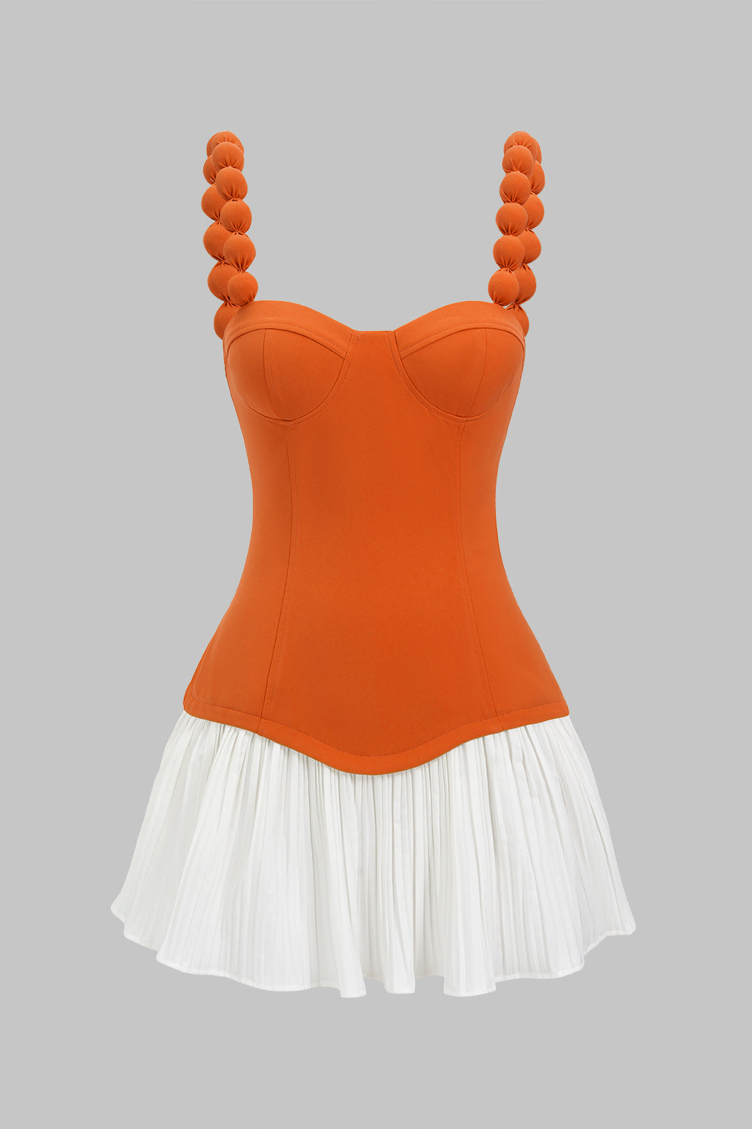 Patchwork Pleated Zipper Slip Sleeveless Mini Dress
