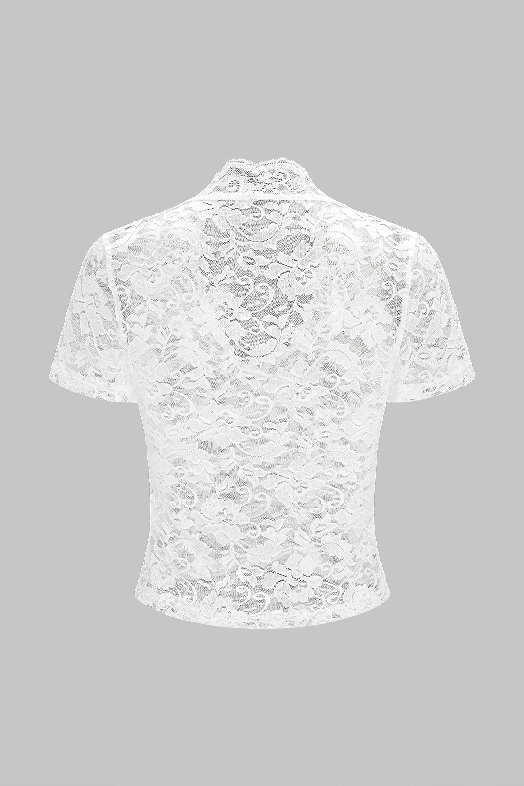 Lace V-Neck Cut Out Short Sleeve T-Shirt