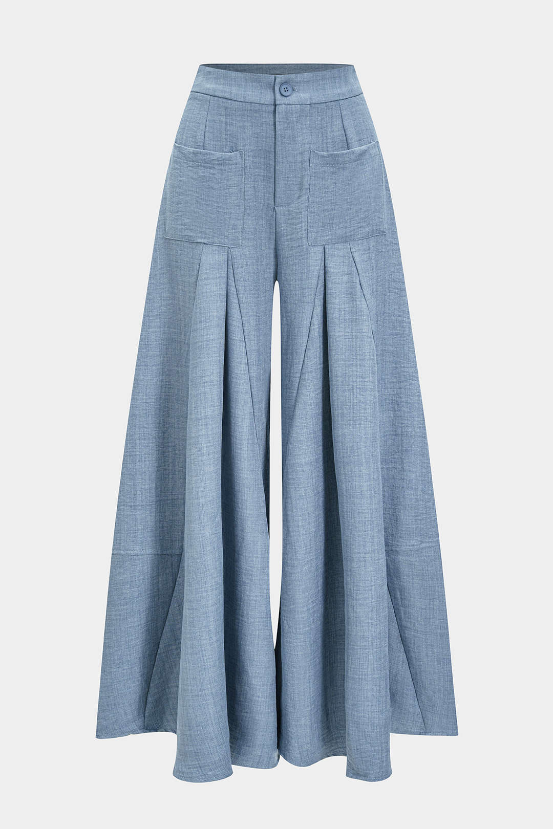 Ruched Zipper Pocket Wide Leg Trousers