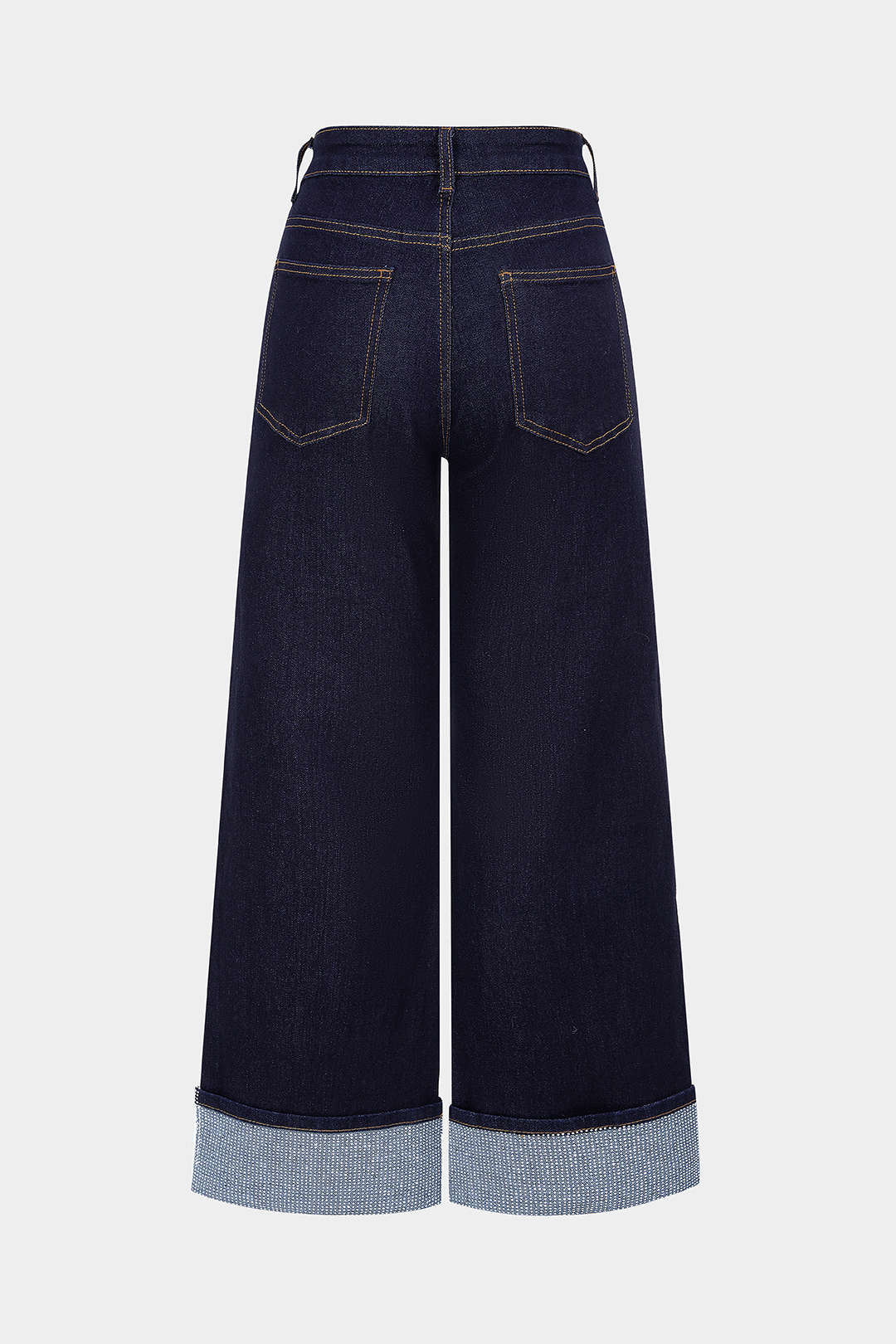 Denim Rhinestone Decor Zipper Straight Jeans