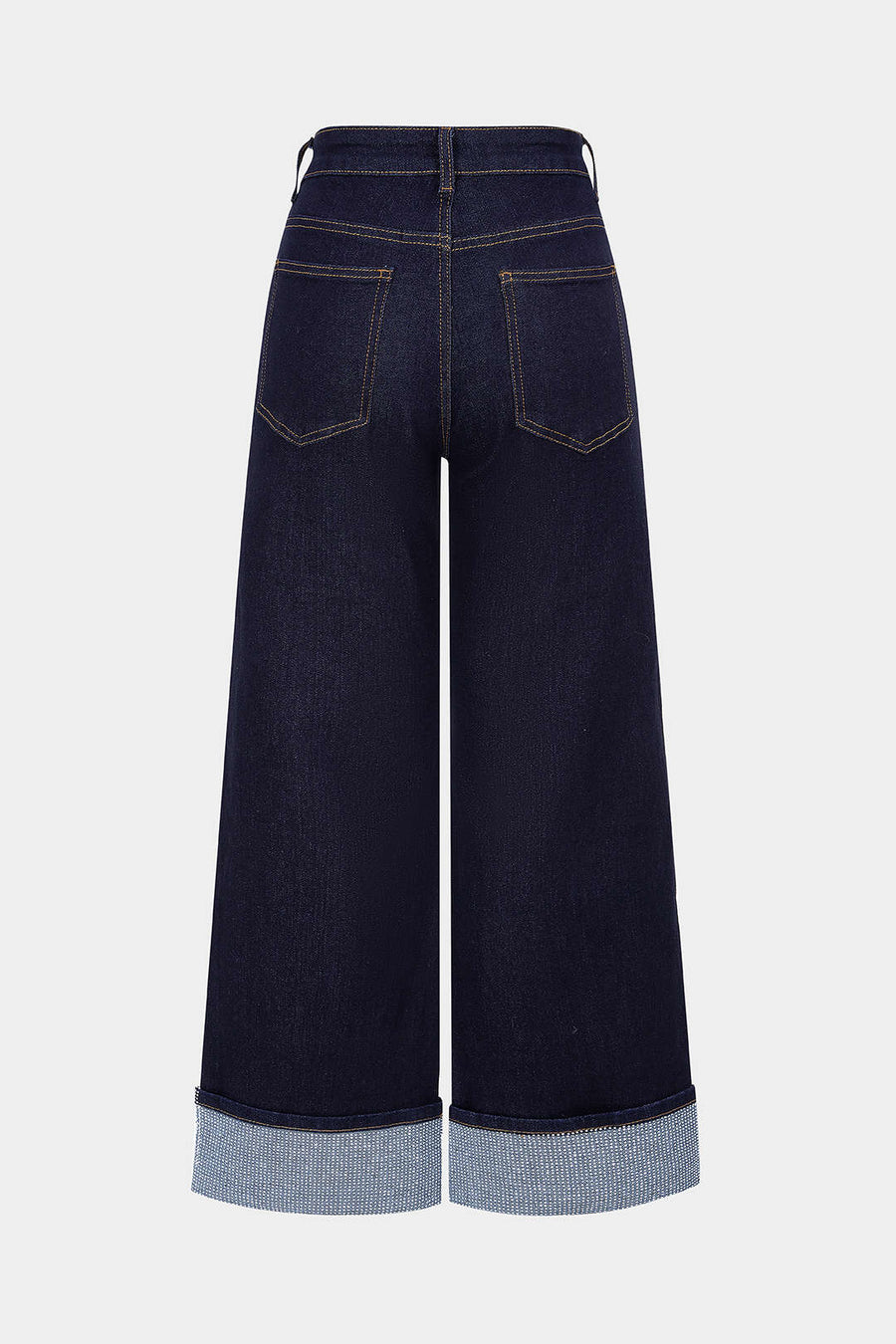 Denim Rhinestone Decor Zipper Straight Jeans