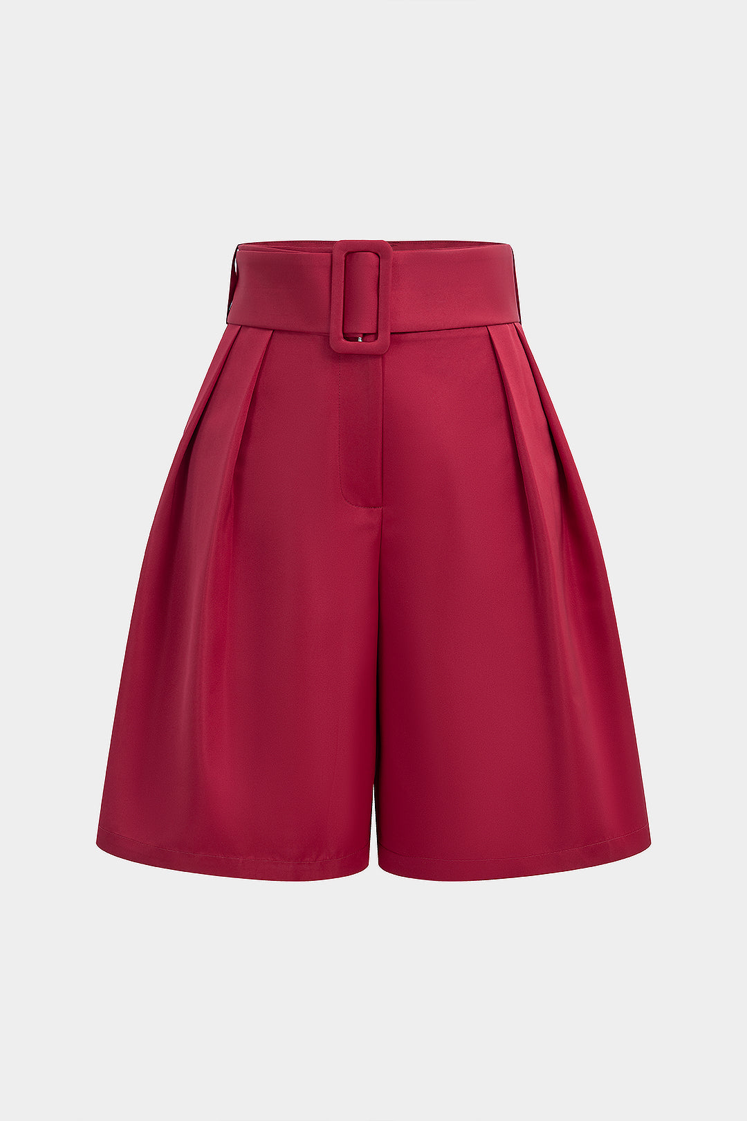 Solid Belted High Waist Wide Leg Shorts