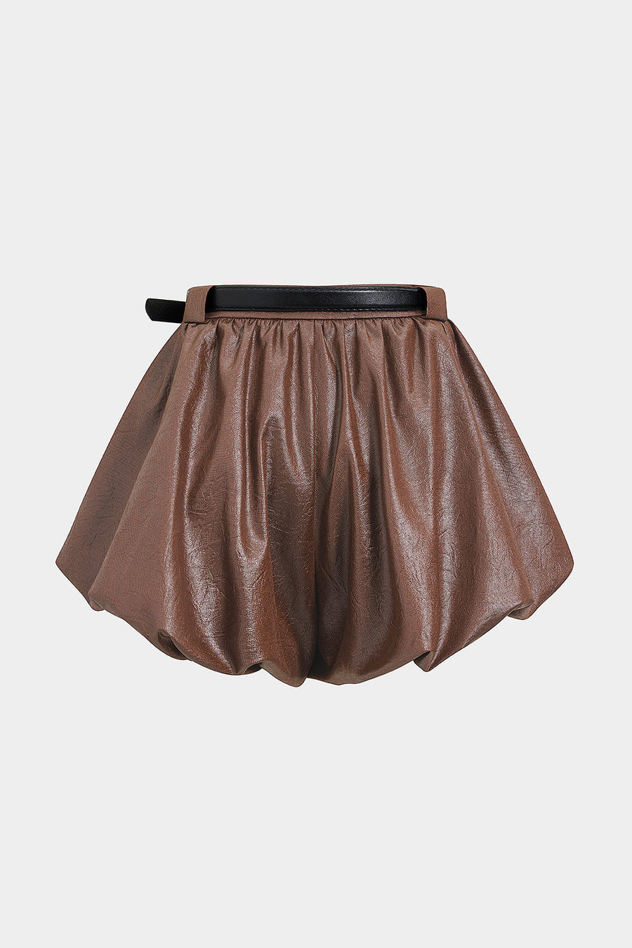 Ruched Belted Puff Shorts