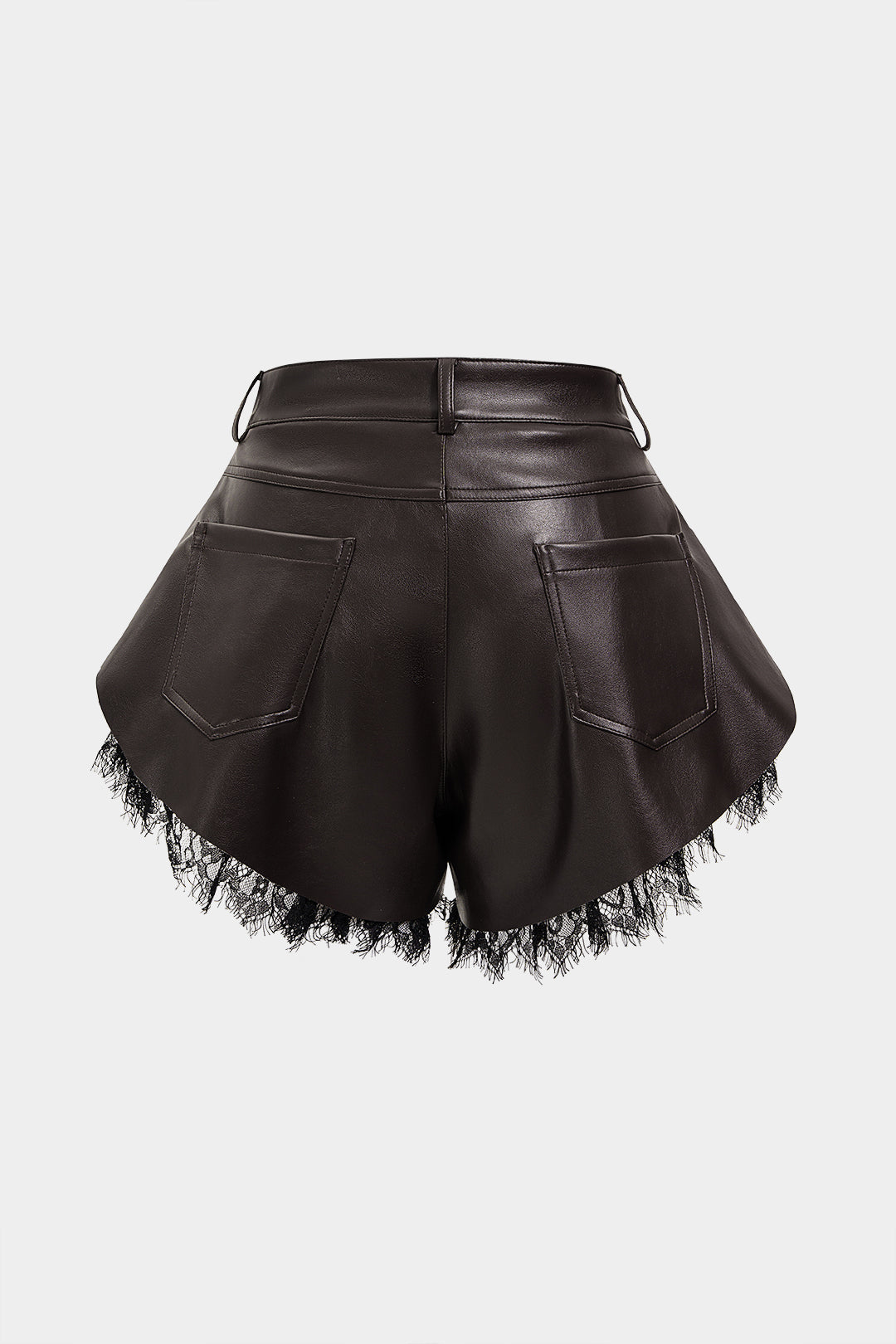 Faux Leather Patchwork Lace Wide Leg Shorts