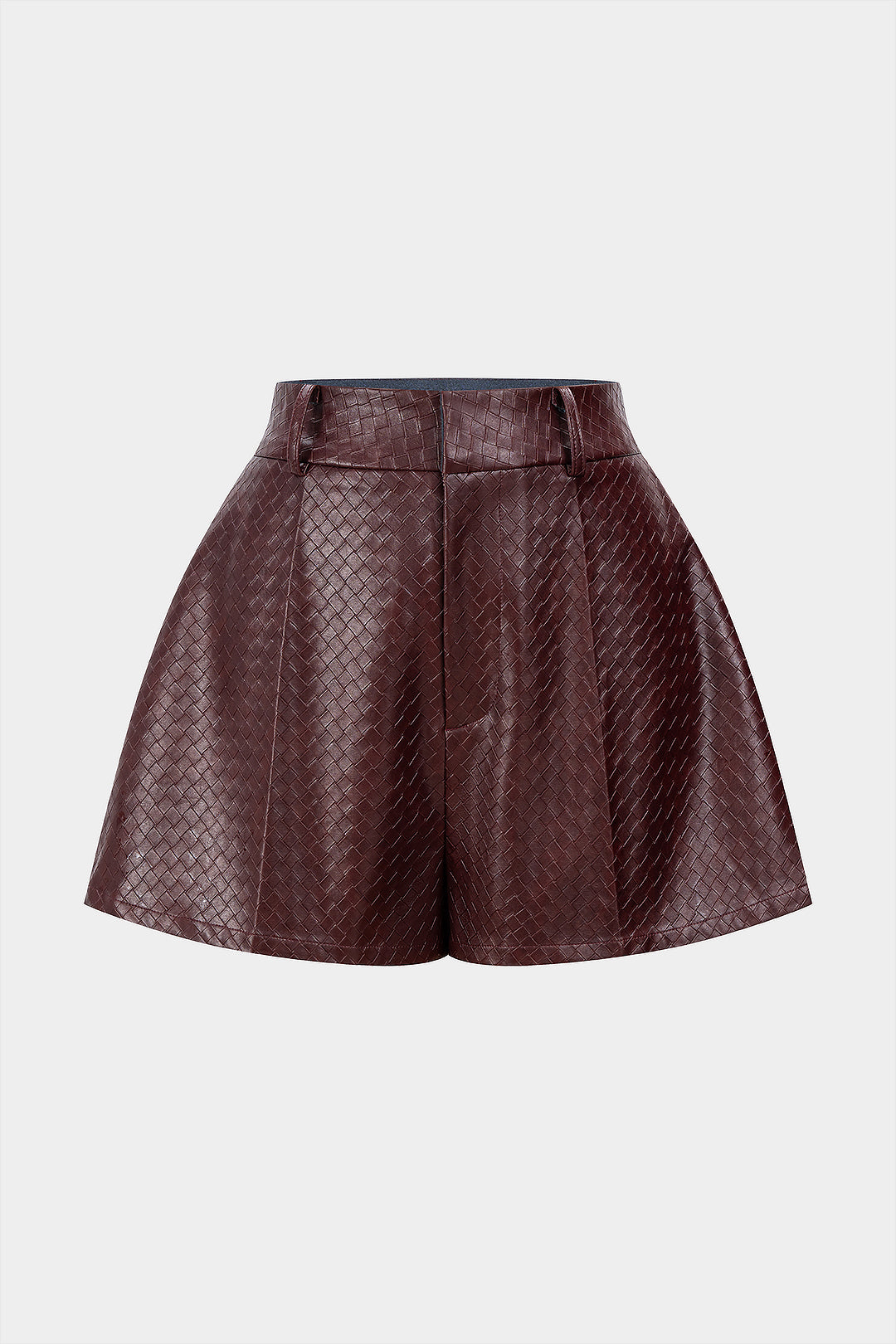 Woven Pattern Faux Leather Shorts