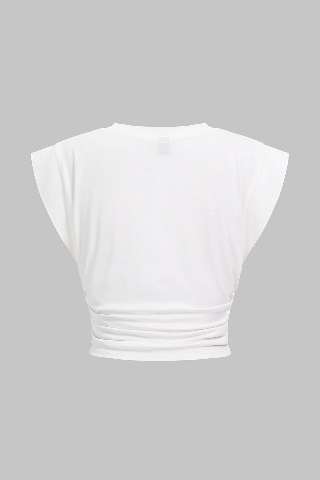 V-Neck Metallic Ruched Short Sleeve T-Shirt