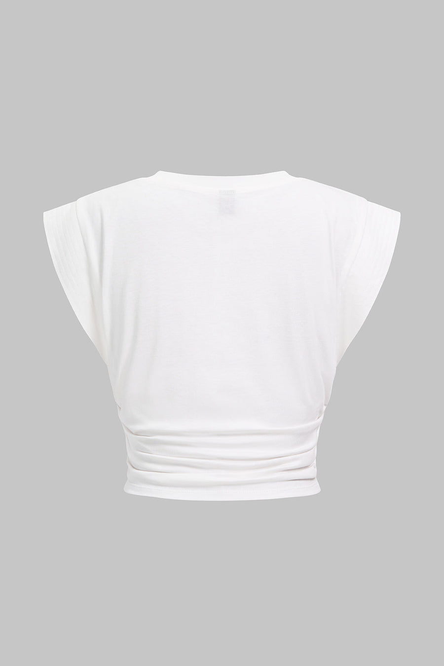 V-Neck Metallic Ruched Short Sleeve T-Shirt