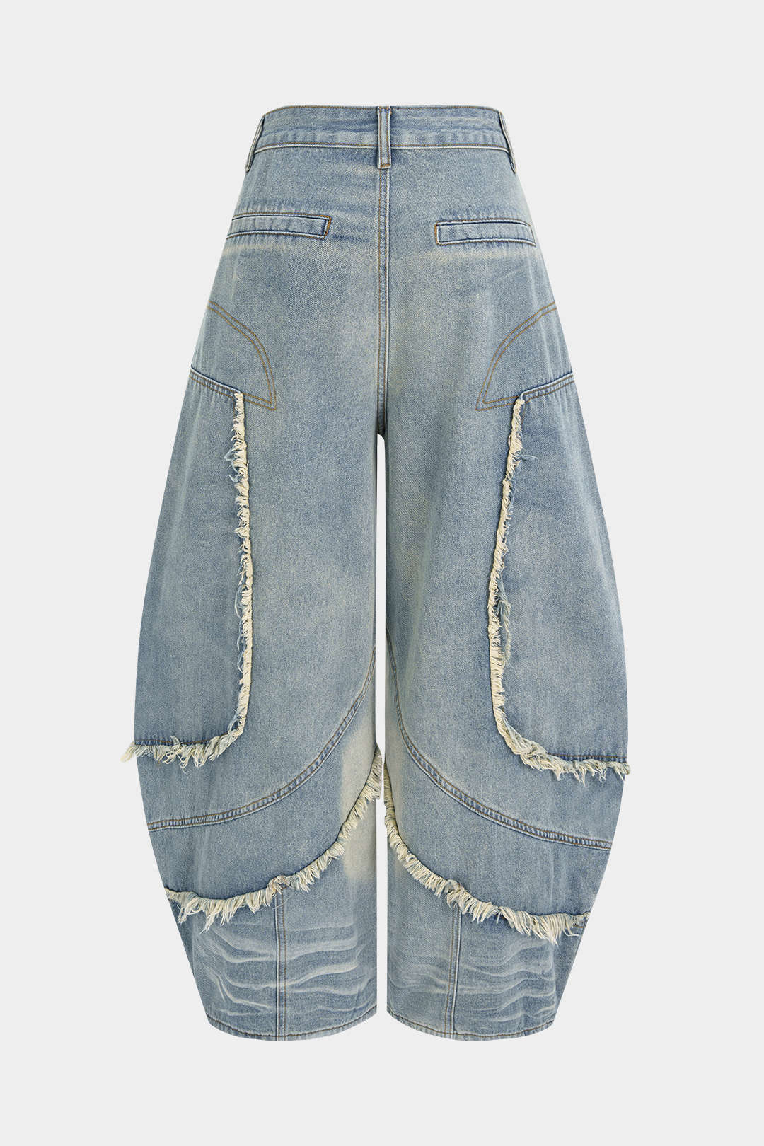Denim Frayed Wide Leg Jeans