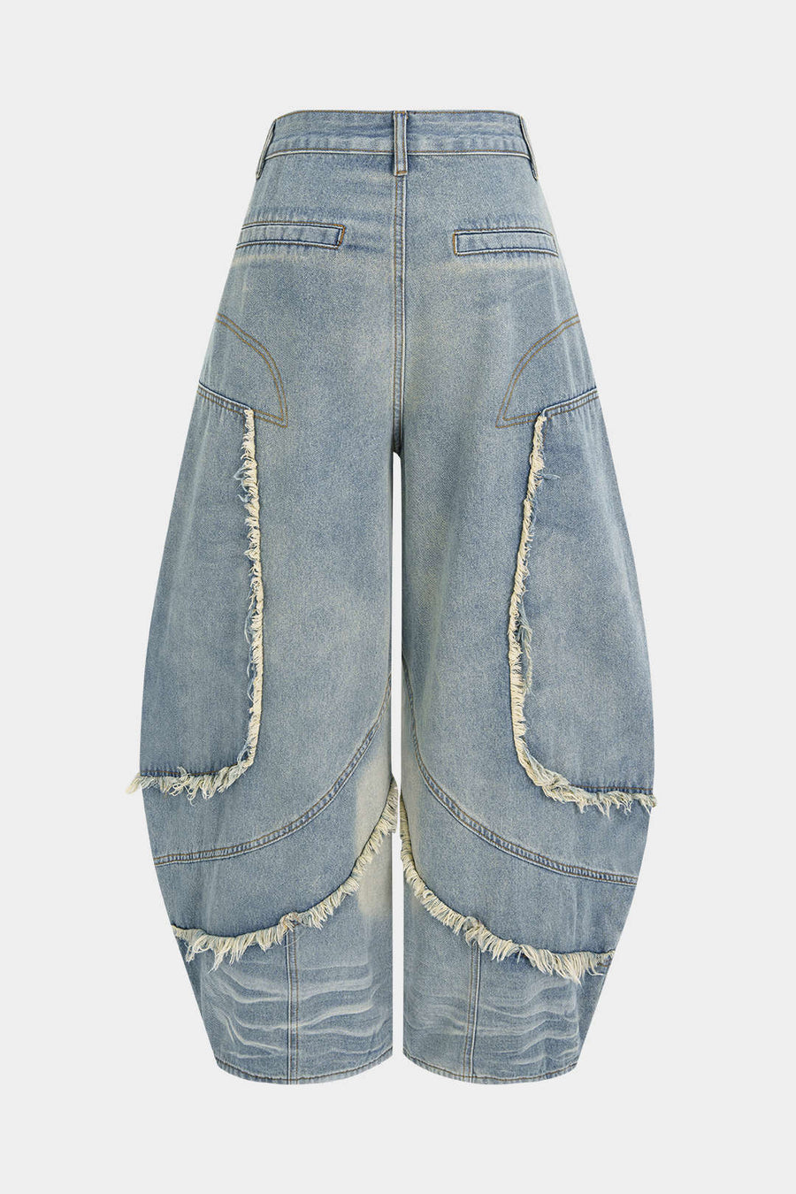 Denim Frayed Wide Leg Jeans