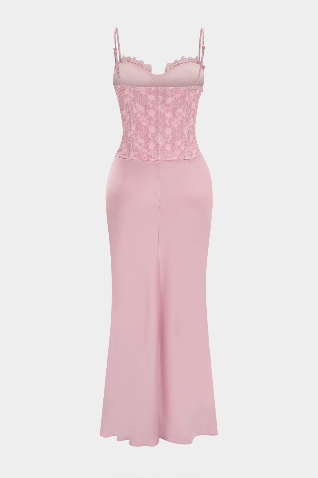 Lace Patchwork Ruched Slip Sleeveless Maxi Dress