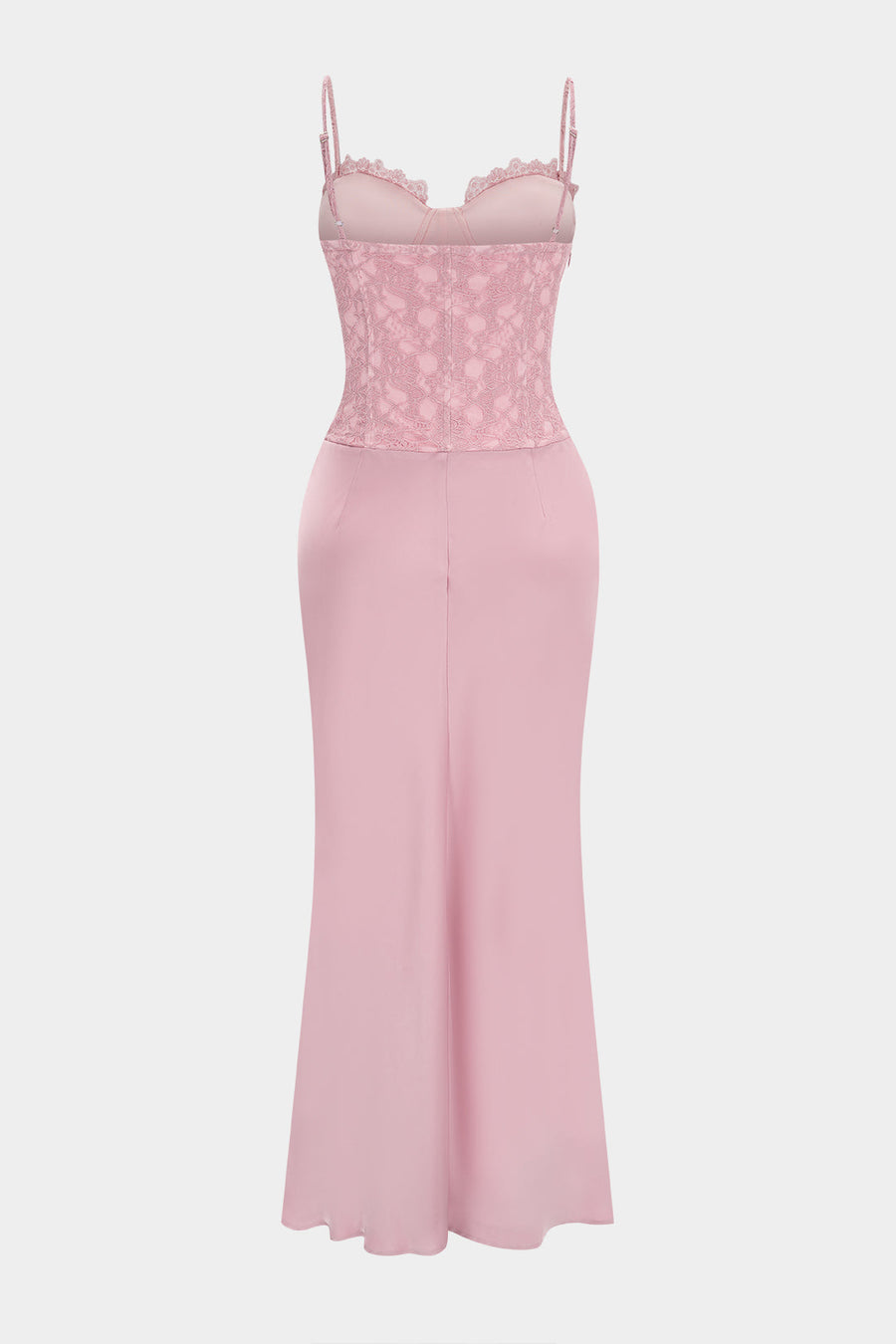 Lace Patchwork Ruched Slip Sleeveless Maxi Dress