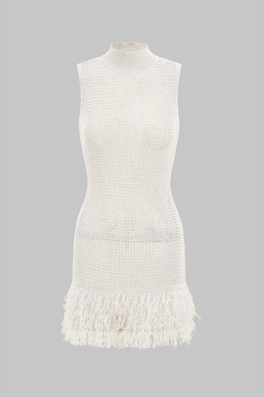Knit Fringe Sleeveless Mini Dress
