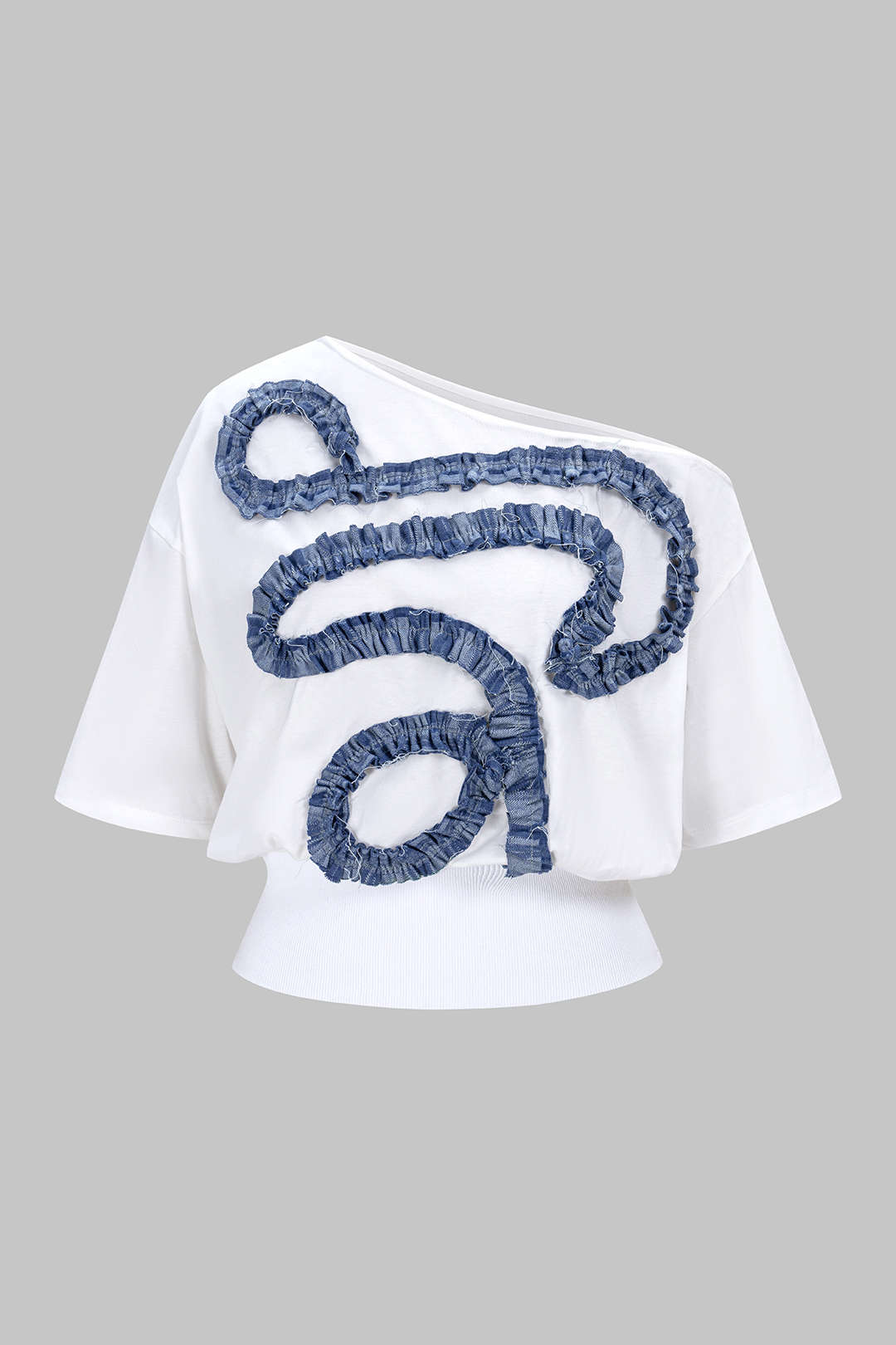 Epäsymmetrinen patchwork-lyhythihainen T-paita