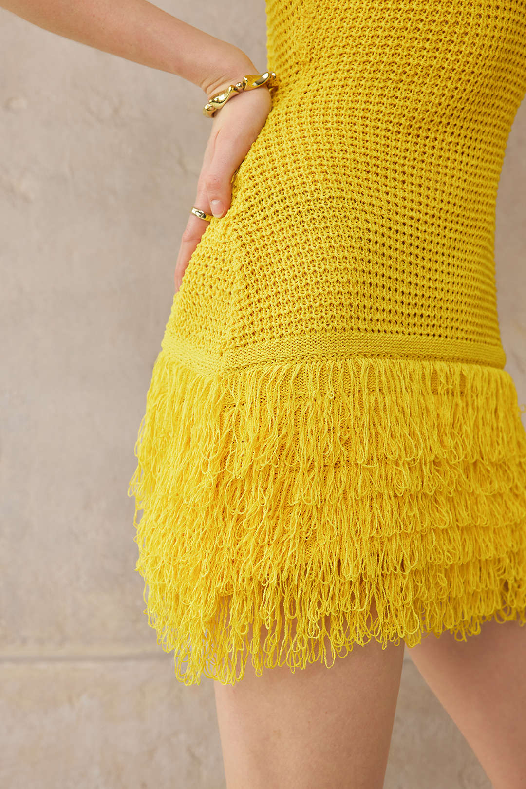 Knit Fringe Sleeveless Mini Dress