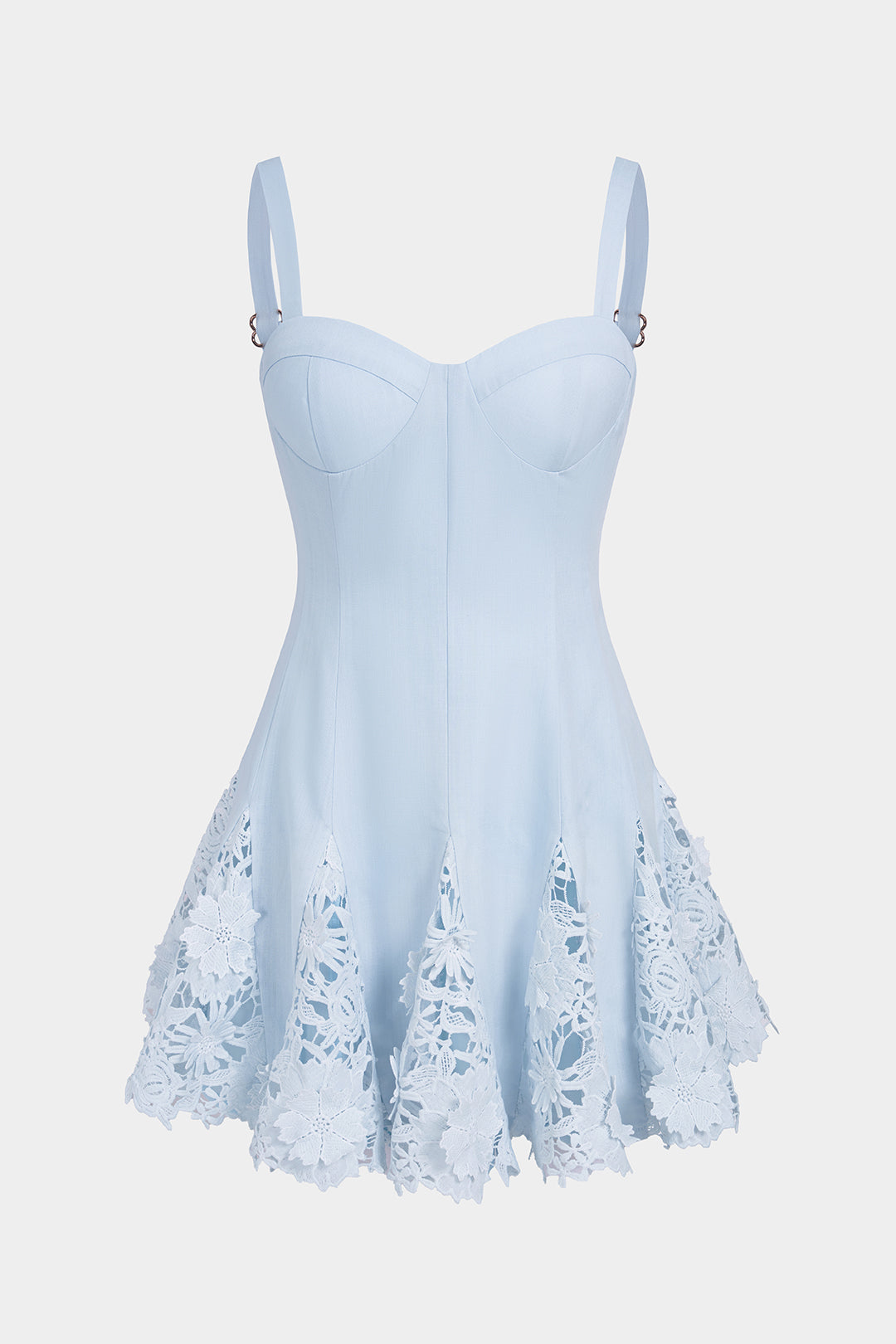 Lace Patchwork Ruched Sleeveless Slip Mini Dress