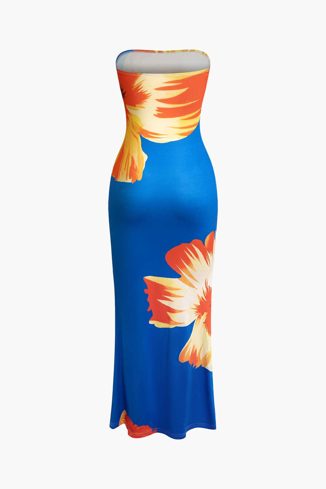 Sunny Floral Cascade Strapless Maxi Dress